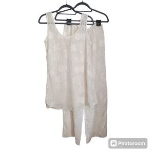 Vtg Victoria's Secret Pajamas Womens Medium Gold Label Sheer Flowy Lounge Set